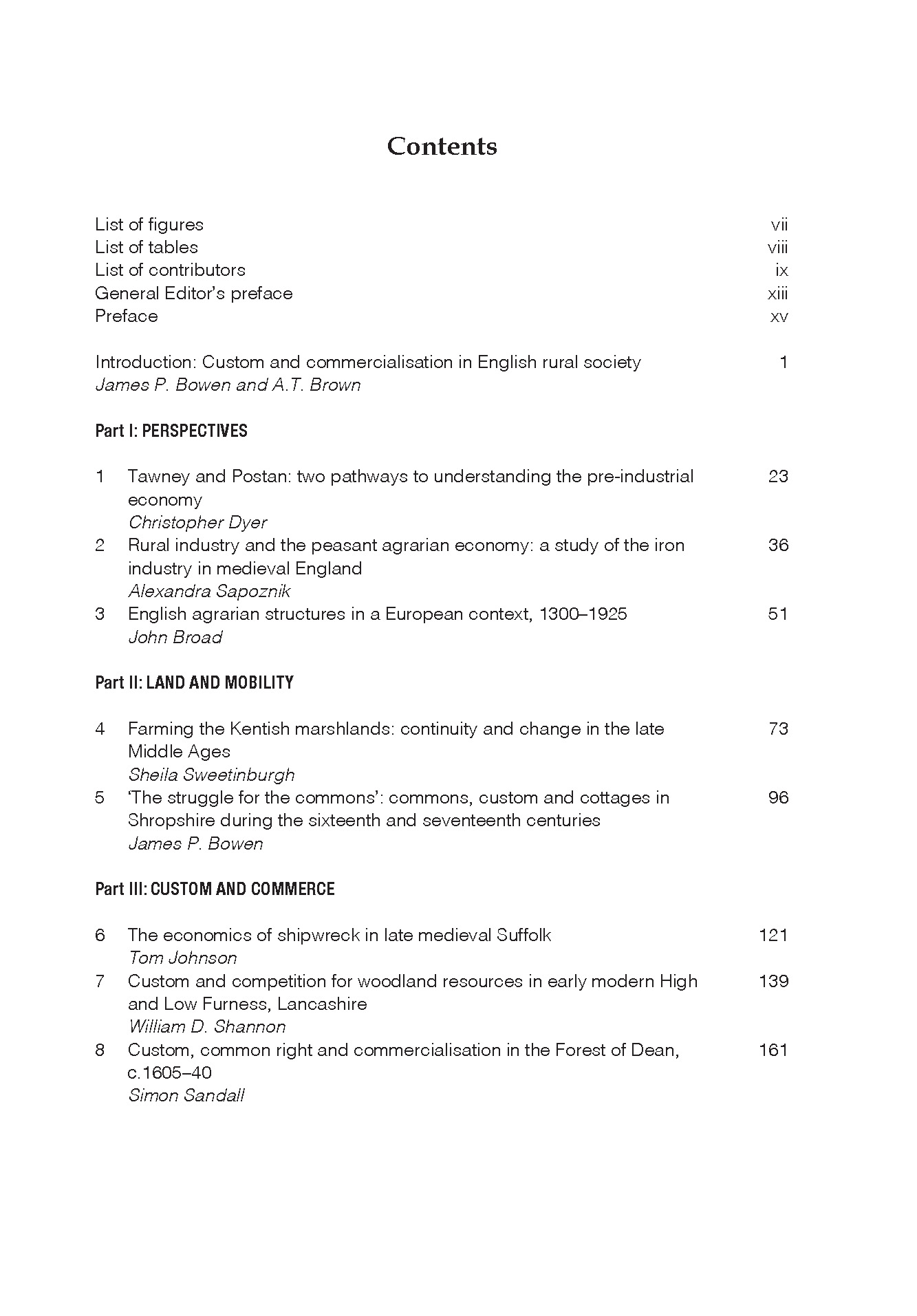 Custom and Commercialisation in English Rural Society