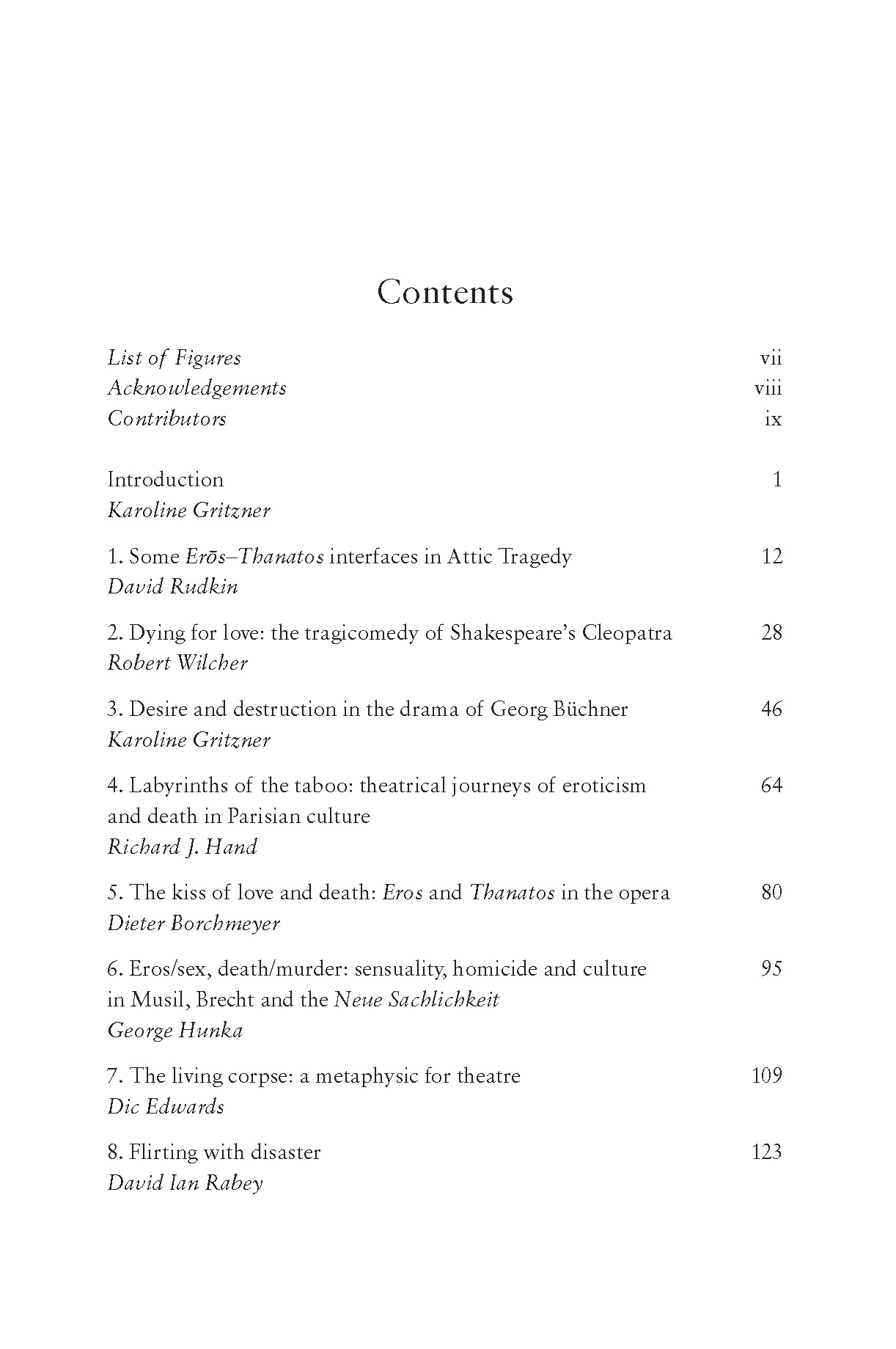 Eroticism and Death in Theatre and Performance