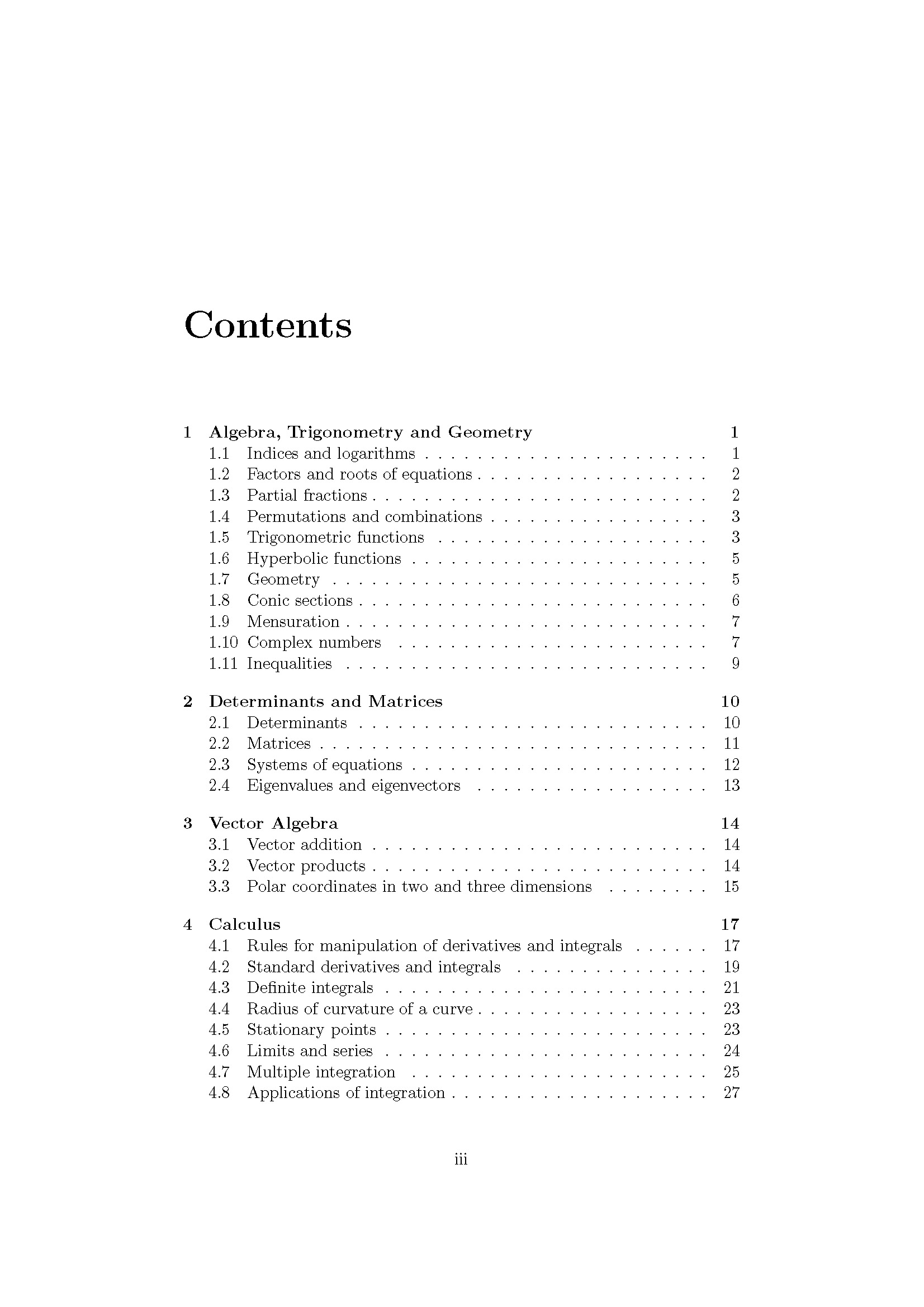 A Handbook of Essential Mathematical Formulae