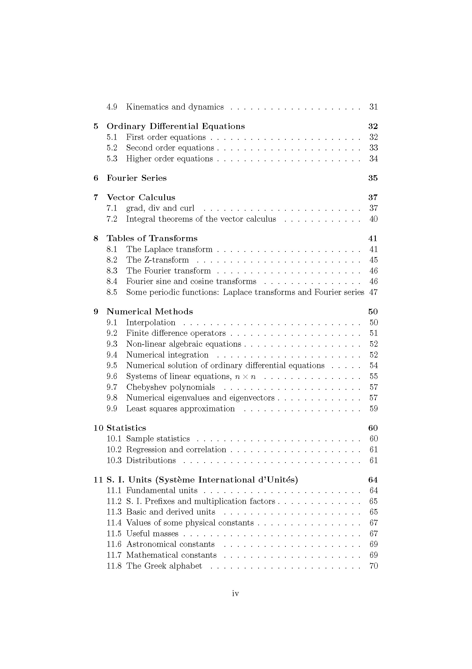 A Handbook of Essential Mathematical Formulae